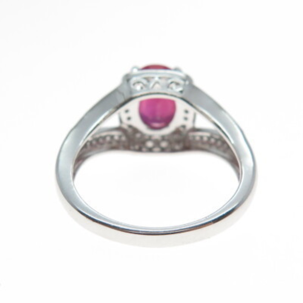 DSMK 925 Sterling Silver Real Oval-Cut Ruby & White Topaz Ring Size 7.25 - Picture 5 of 9